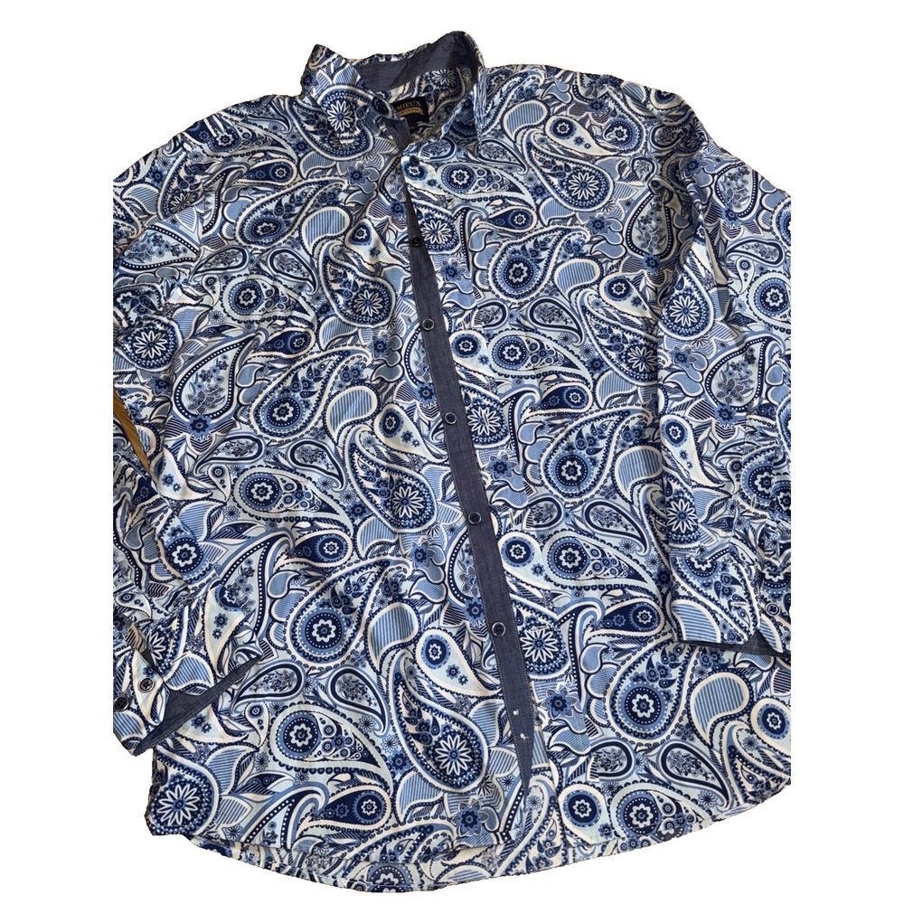 (173)Cremieux‎ Premium Denim Wmens Lg Long Sleeve Button Down Shirt Paisley
